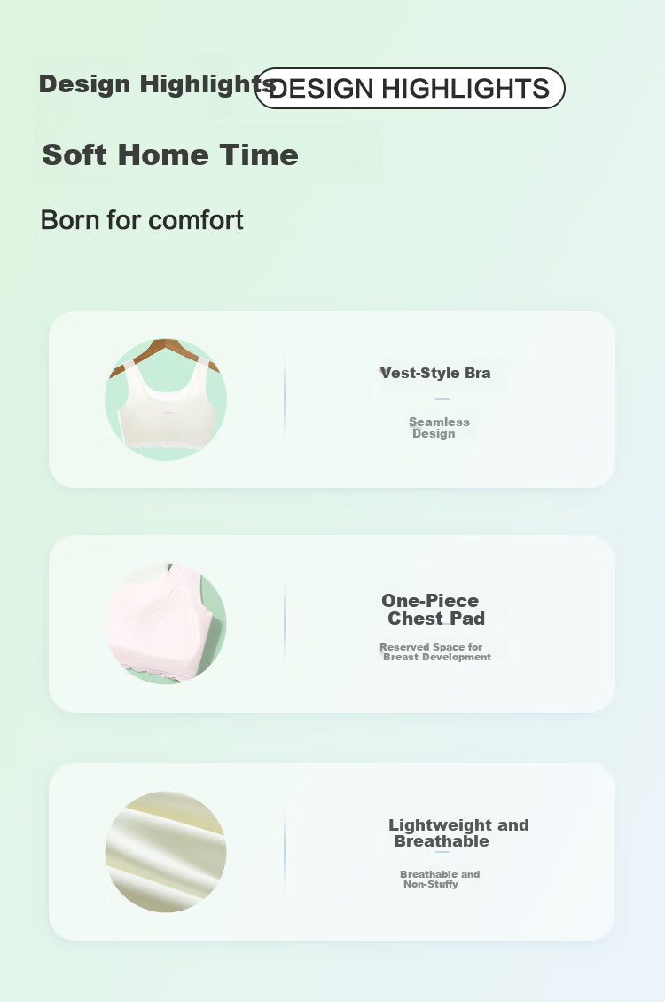 Hodohome Girls' Bra, Second Stage Development Period, Seamless Underwear for Young Girls, Breathable Vest for Older Children, 002 Three B90 2