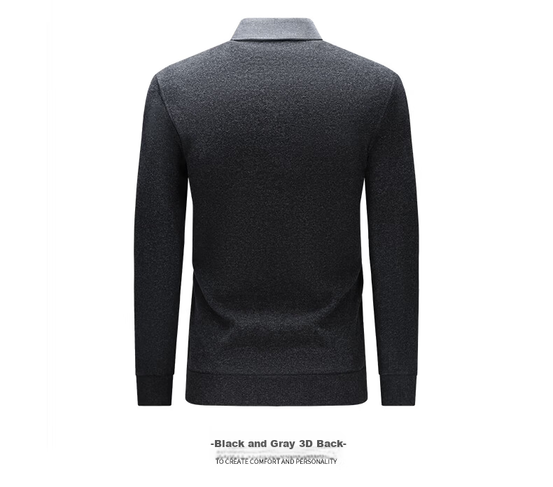 Hengyuanxiang Men's Autumn New Fake Two-Piece Knit Sweater, Business Casual Fleece-Lined Pullover for Young and Middle-Aged Men 24
