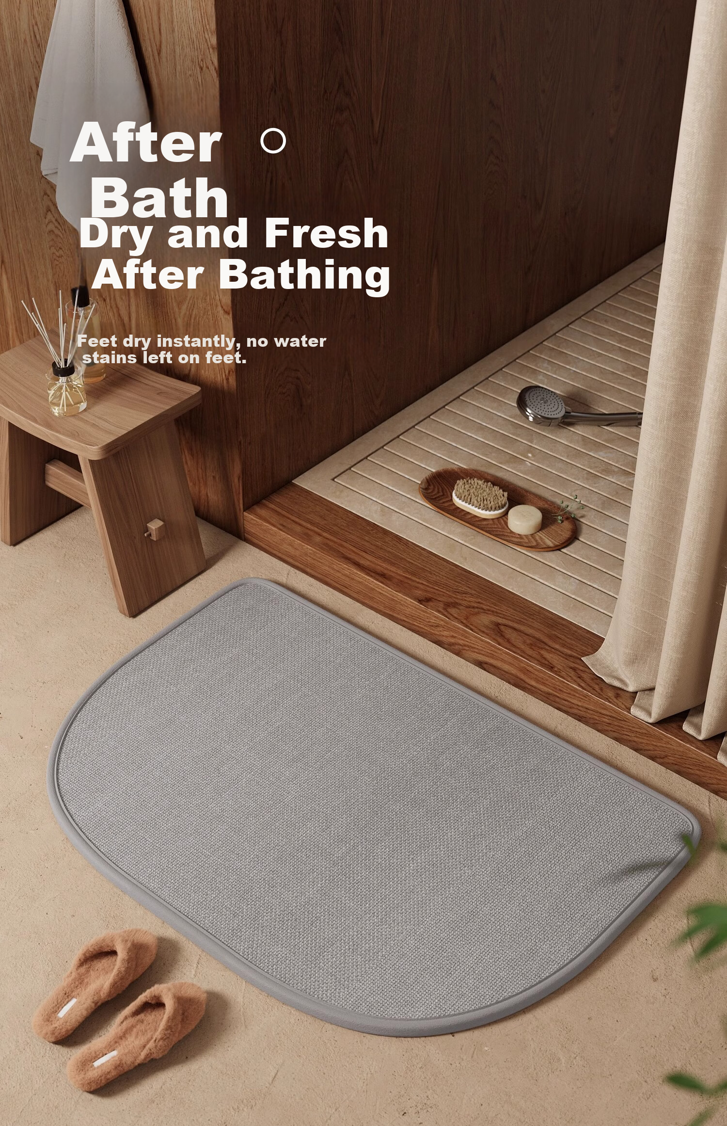 ZHUJUN Imitation Linen Woven Bathroom Mat Absorbent Non-Slip Doorway Rug Foot Mat Washroom Entrance Carpet 1