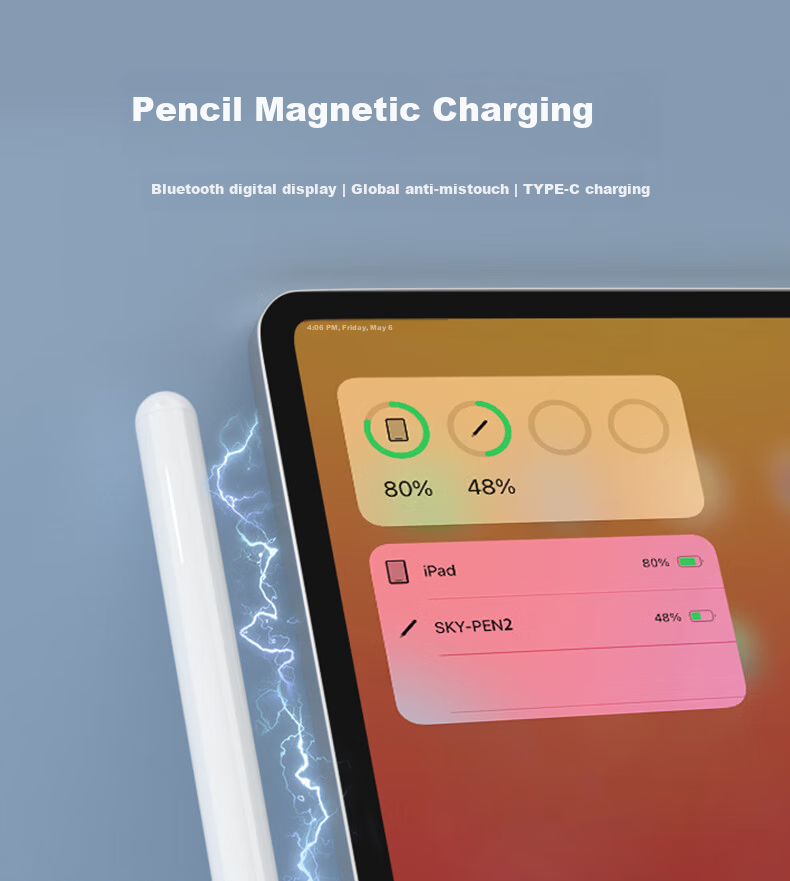 JPLAYER Capacitive Stylus Magnetic Fast Charging/Wired Charging Flagship Bluetooth Digital Display Touch Pen for Apple iPad Air/Pro/Mini Tablet Anti-Mistouch Drawing Pen 1