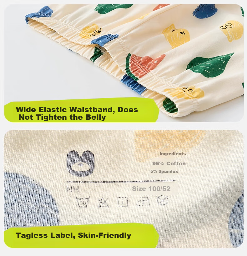 Mianqixiong Children's Autumn Winter Cotton Antibacterial Pajama Set Girls Homewear Baby Thermal Underwear Boys Air Conditioning Suit - 100 14