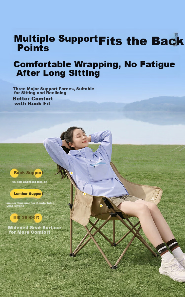 JD Jingzao Outdoor Folding Chair and Table Set 1 Table 4 Chairs Medium Moon Chair Camping Picnic Furniture 4