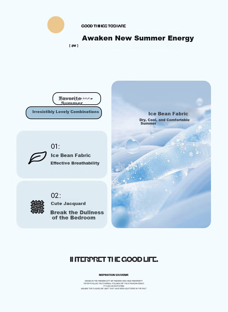 KING SHORE Class A Ice Silk Cooling Mat, Printed Cooling Bean Bag, Home Use Double Bed Mat, Fitted Sheet Style, 150*200cm [Washable] 3