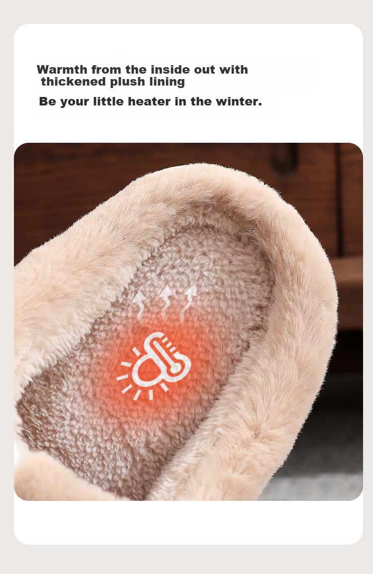 Paul Frank Cotton Slippers Unisex Autumn Winter Indoor Home Warm Plush Thick Sole Non-slip Couple Slippers White Size 38-39 6