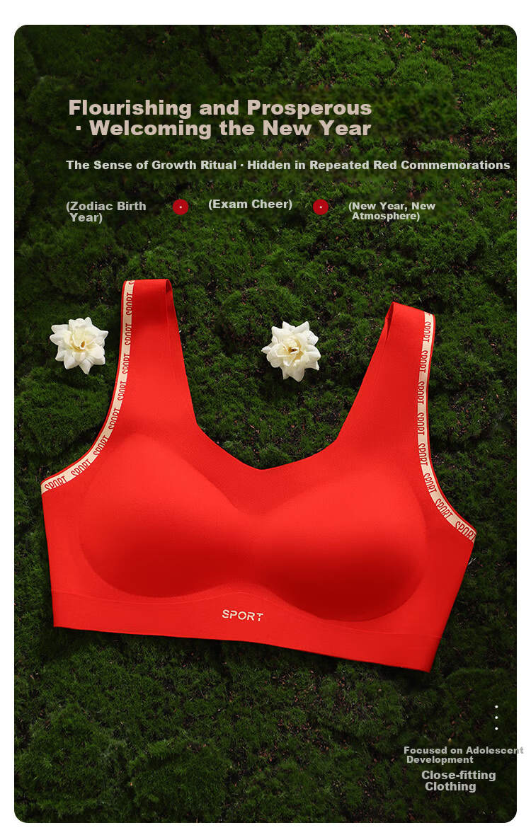 FitonTon Girls' Red Lunar New Year Underwear Set Gift Box 2025 Year of the Horse Children's Adolescent Bra Vest Age 12 2