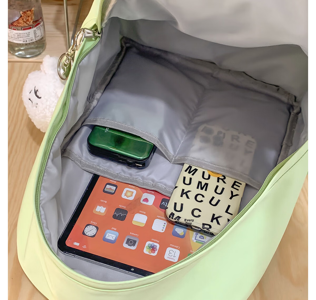 JINSHIWQ Simple Versatile Solid Color Casual Backpack for Junior High and High School Girls, Lightweight Japanese Style College Student Shoulder Bag 14