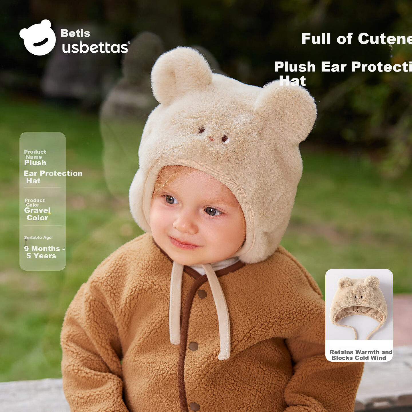 Beitais Baby Hat Autumn Winter Thickened Fleece Windproof Warm Plush Ear Protection Hat for Boys and Girls
