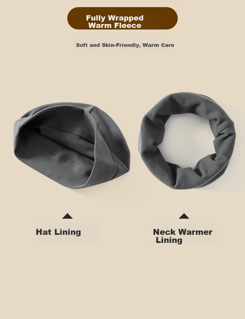 JEEP Winter Fleece Lined Hat and Neck Warmer for Men, Windproof and Cold Resistant Face and Neck Protection Mask for Cycling, Women's Gray 5