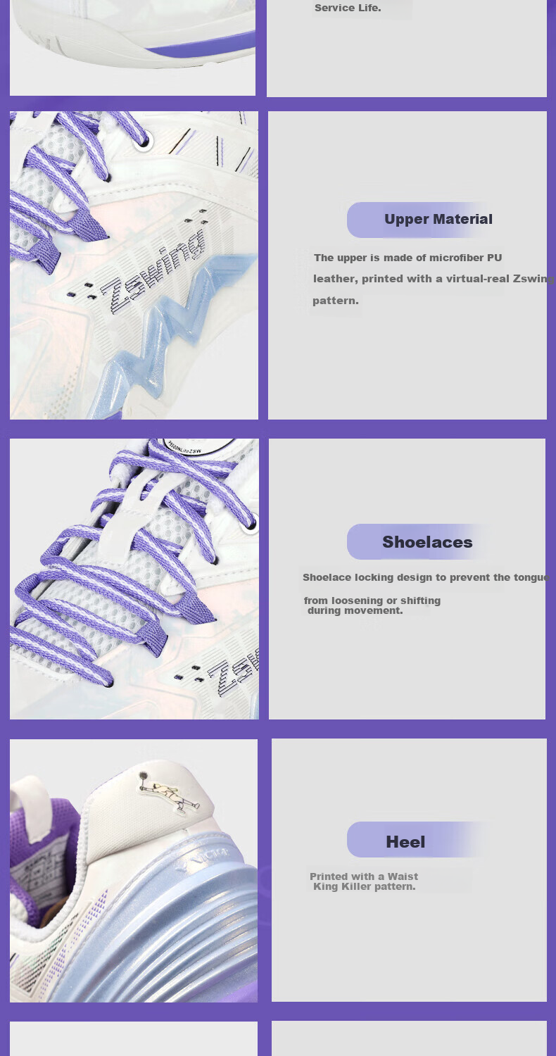 VICTOR Victory Badminton Shoes Zheng Siwei Comfortable Cushioning P8500NL ZSW Pearl White/Light Peony Purple Size 37 6