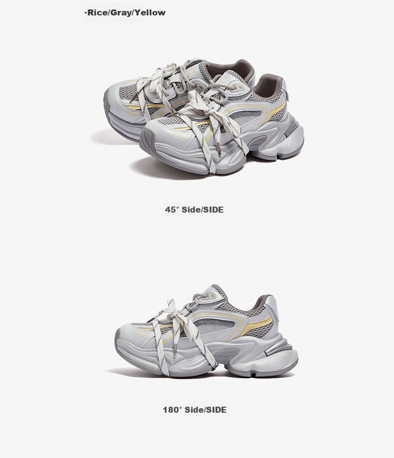 CAMEL Silver Star Dad Sneakers Women Mesh Patchwork Height Increasing Casual Shoes L26S283083W Silver/Purple (Breathable Mesh) Size 37 38