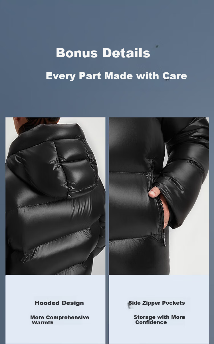 BOSIDENG Puff High-Fill 90% Goose Down Short Hooded Loose Warm Jacket for Men and Women Couples 5