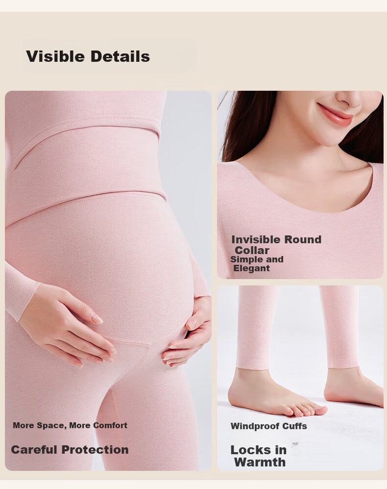 MiiOW Cashmere Silk Maternity Thermal Underwear Women Autumn Winter Postpartum Nursing 10A Antibacterial Double-Sided Fleece Maternity Pajama Set 6