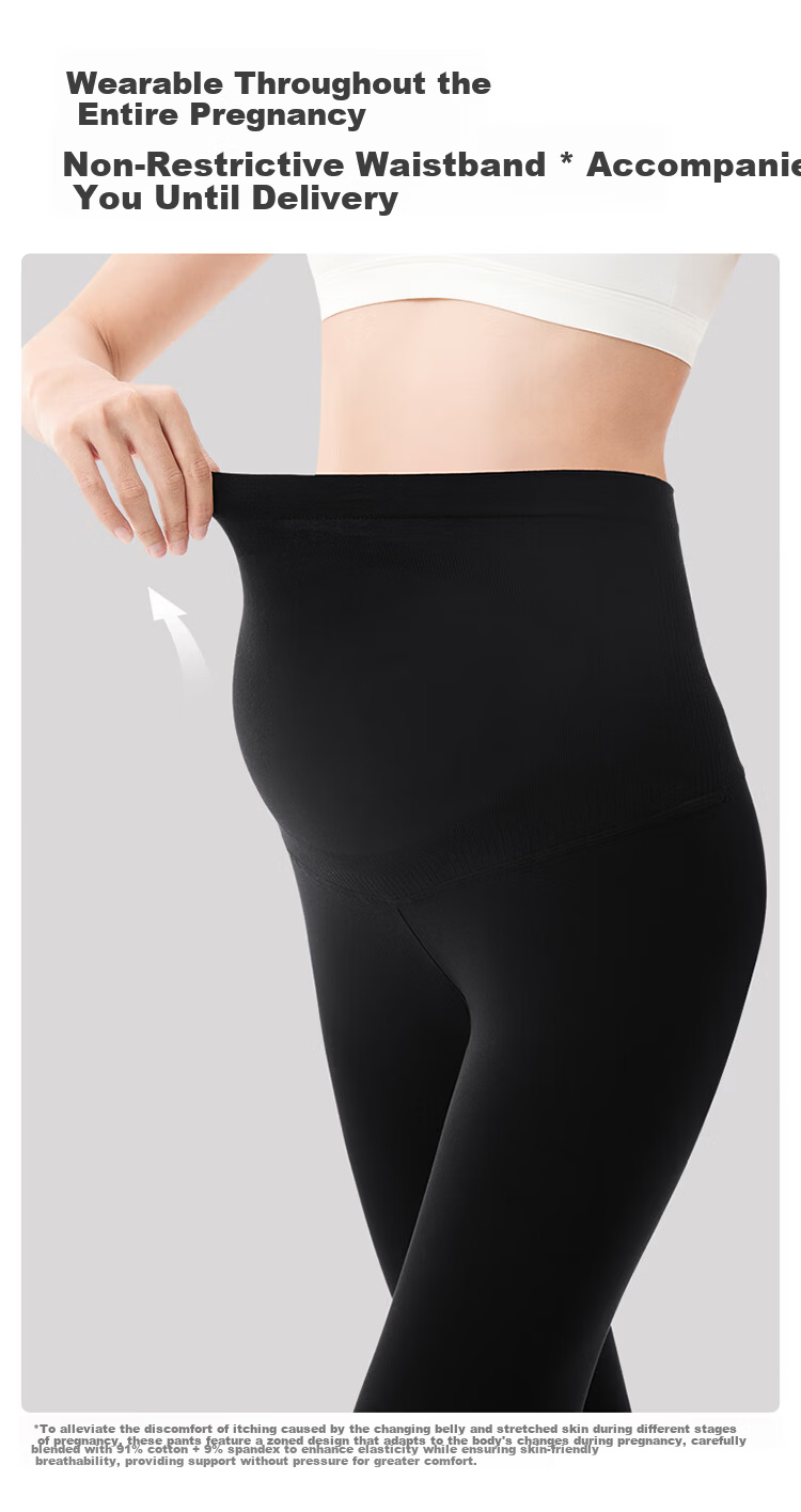 PurCotton Maternity Autumn Winter Seamless Stretch High Waist Supportive Shark Pants Black 175 4