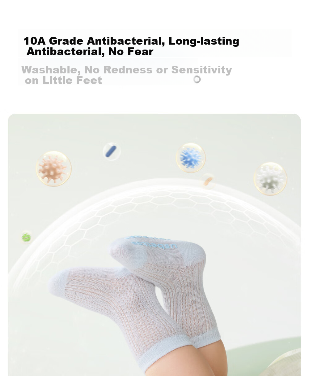 Betis Children's Socks Summer Thin Newborn Baby Mesh Mid-Calf Socks Solid Color Indoor Non-Slip Cooling Socks 14