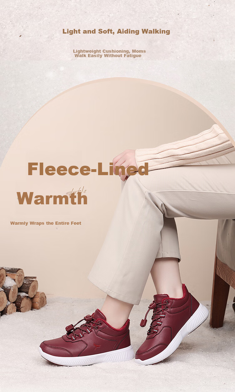 Red Dragonfly Women's Walking Shoes Autumn Winter Fleece Lightweight Breathable Casual Cotton Shoes EXC451011 Wine Red Size 35 3