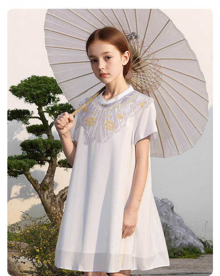 Balabala Girls Dress Children's Summer 2025 New Chinese Style Qipao Dress [Mall Same Style] 202225111035 20