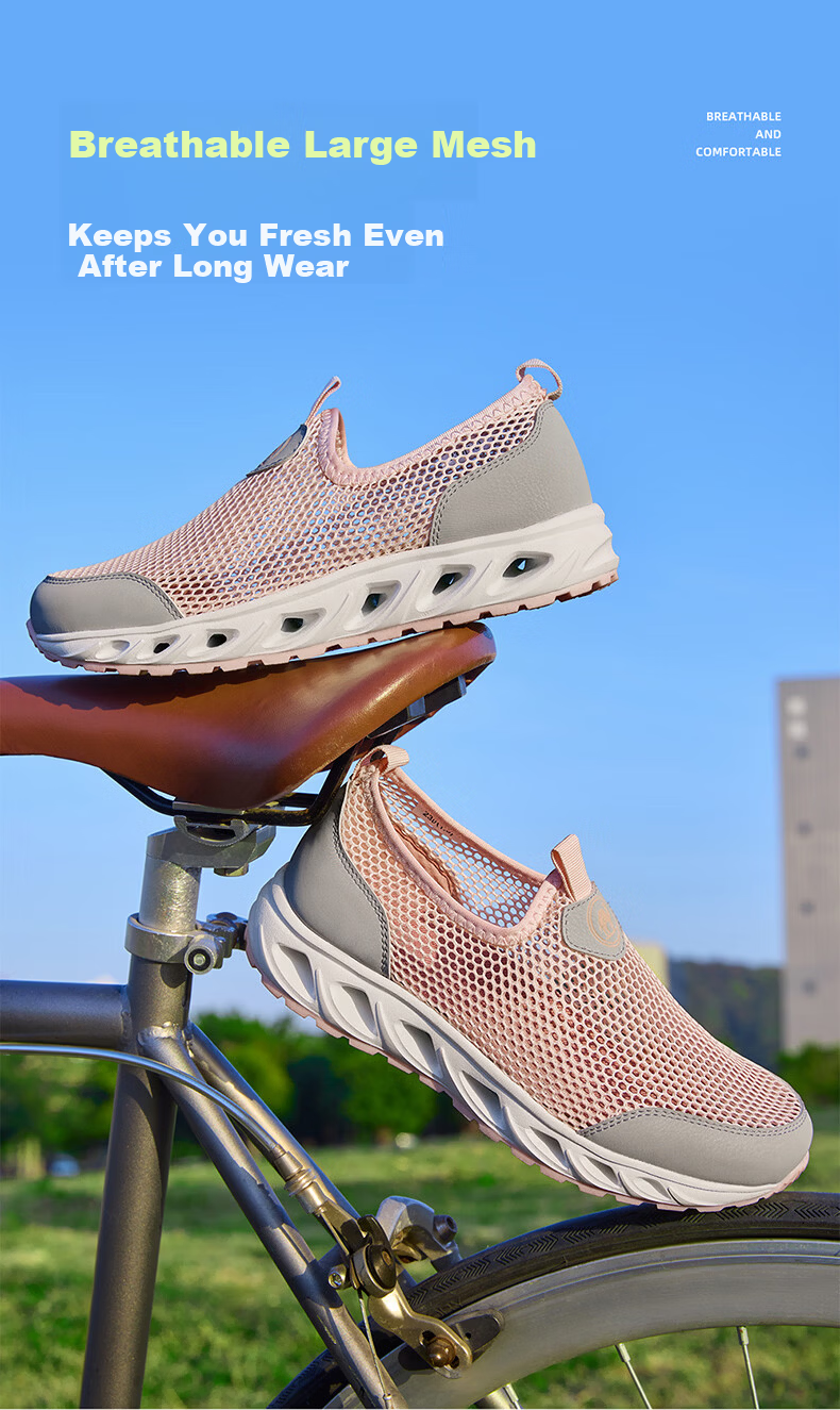 CAMEL Breathable Slip-On Mesh Casual Running Comfortable Thick-Soled Women's Shoes P26M391019 Light Pink Size 37 10