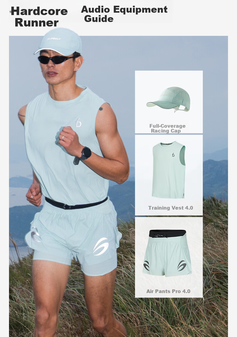 Feibit Air Pants Pro 4.0 Men's Waist Bag Shorts Breathable Running 5-Inch Quick-Dry Pants Qinghu Blue L 5