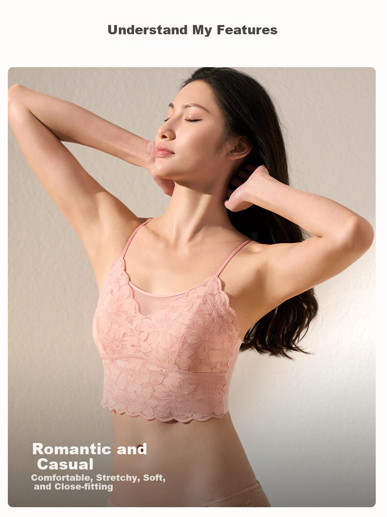 Manifen Floral Lace Padded Bra Women's Camisole Vest New Back-Slimming Bra Sleeveless Outerwear Base Shirt 7
