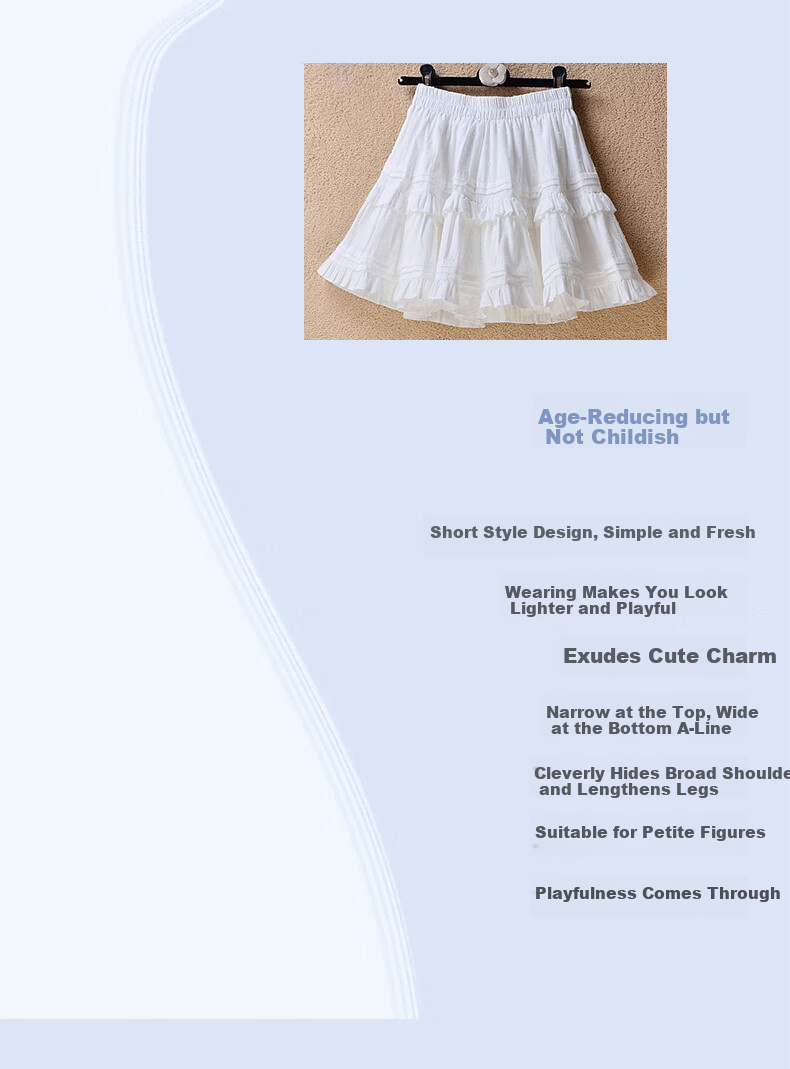 LangSha Ballet Skirt for Women, Summer High-Waisted Slimming Pure Cotton A-Line Skirt with Ruffle Trim, Fresh And Sweet Style Puffy Midi Skirt 2