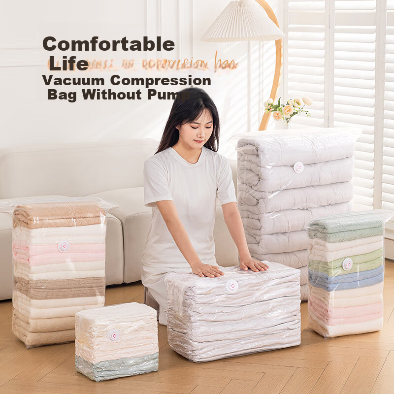 Bonny Home 3-Pack Medium Vacuum Compression Bags for Quilts, Clothes, and Down Jackets - No Pump Needed