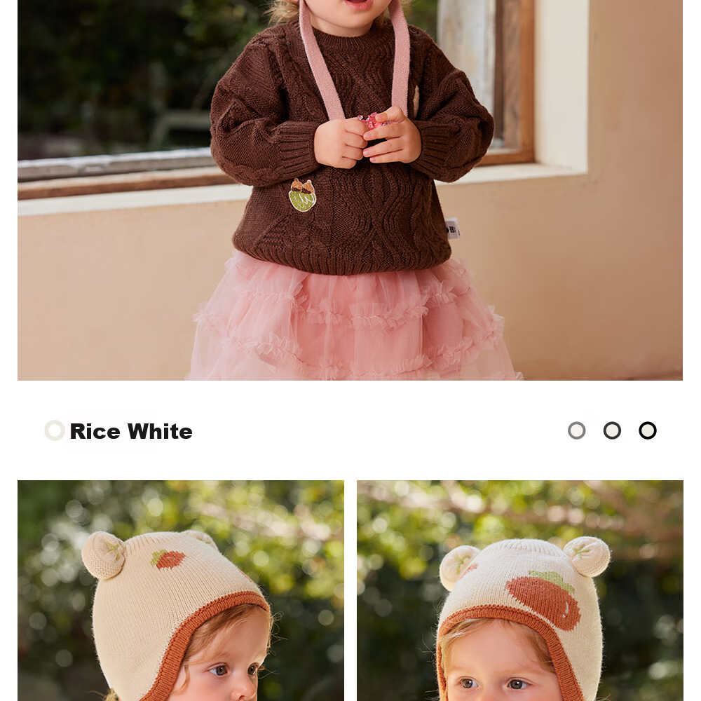 Beitais Baby Hat Autumn Winter Infant Boys Girls Wool Knit Warm Windproof Thickened Ear Protection Cap 26