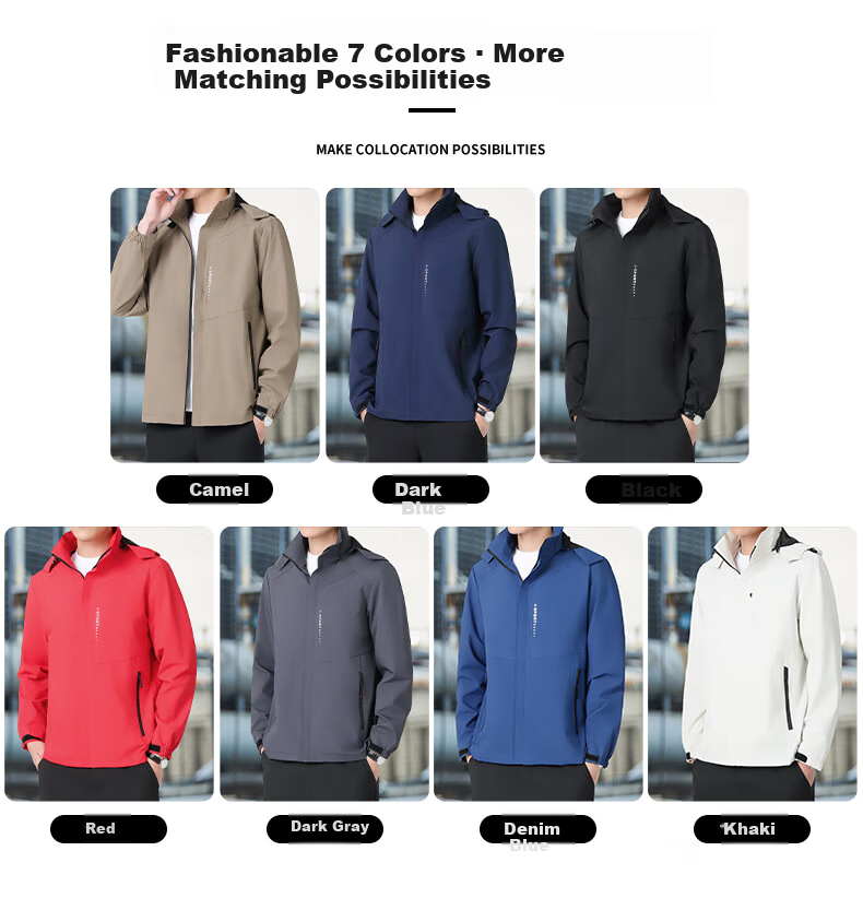 ROMON Men's Hooded Jacket Autumn Sports Commuter Casual Outdoor Windbreaker ZHX2228 Black 2XL 9