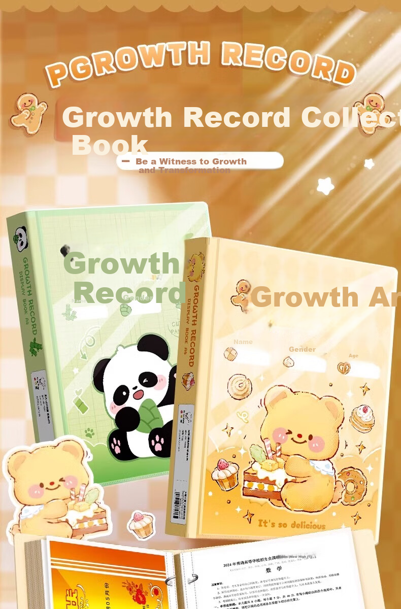Shuxing A4 Growth File Record Book Loose-leaf DIY Manual Kindergarten Baby Transparent Photo Album Commemorative Certificate Collection Book Boys Girls Art Work Photo Storage Book 1