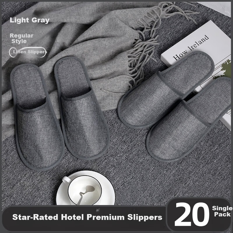 BWNK Disposable Slippers Lightweight Hotel Guesthouse Bathroom Supplies Non-Slip Breathable Toe Protector Slippers [Gray 10 Pairs]