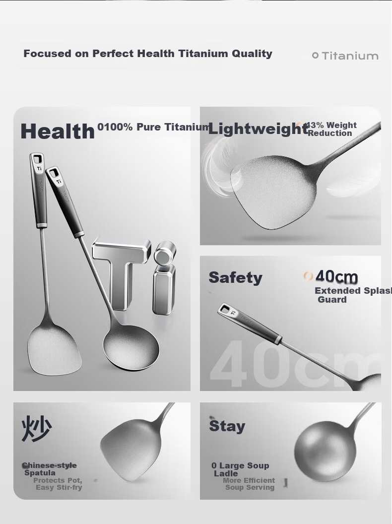 SUPOR 100% Pure Titanium Food Grade Large Soup Ladle Long Handle Thickened Hot Pot Spoon KLB40AX10 3