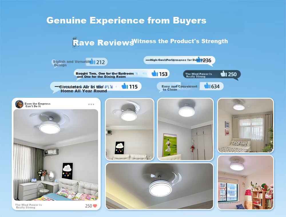 Dell Invisible Fan Light Pure Eye Protection Ceiling Fan Light Silent Home Dining Living Room Integrated Ceiling Fan Lamp New Electric Fan Light Fixture 1