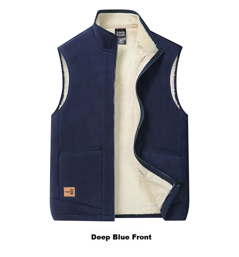 Pierre Cardin Men's Cotton Vest Autumn Winter Lamb Wool Sleeveless Fleece Warm Casual Solid Color Black XL 9