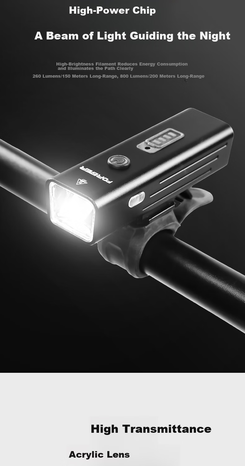 Forever Bicycle Front Light Night Riding High Brightness Flashlight 260 Lumens 4 Modes 800mAh 7