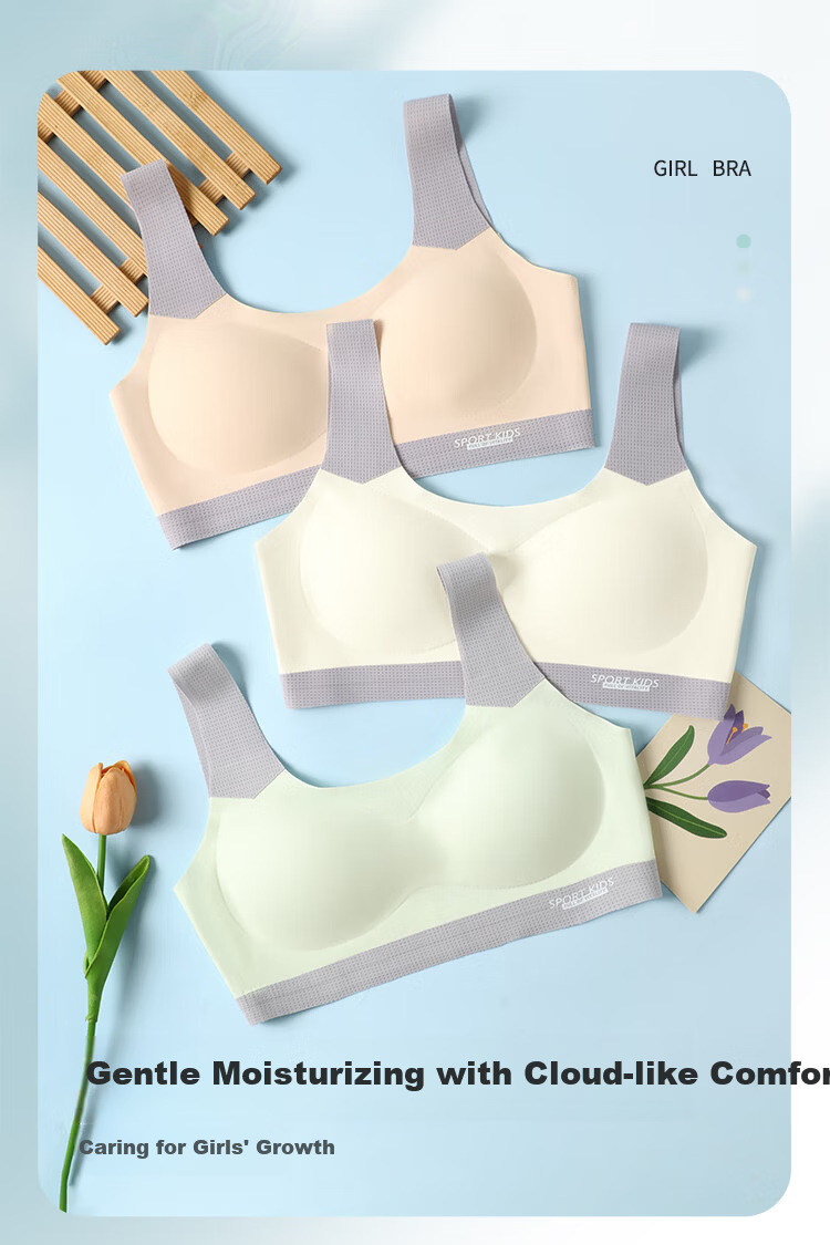 Bingxue Kapok Girls' Developmental Sports Anti-Shock Antibacterial Bra Vest for Children and Teenagers Ages 12-18, Middle and High School Students 2