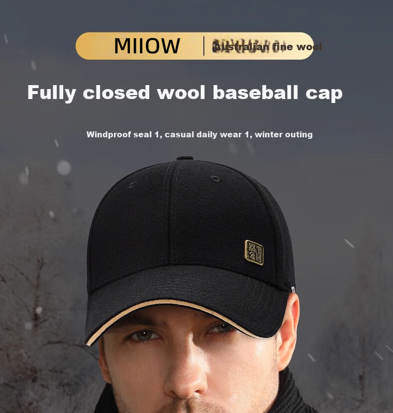 Miiow Men's Wool Warm Autumn Spring Baseball Cap Gray 1