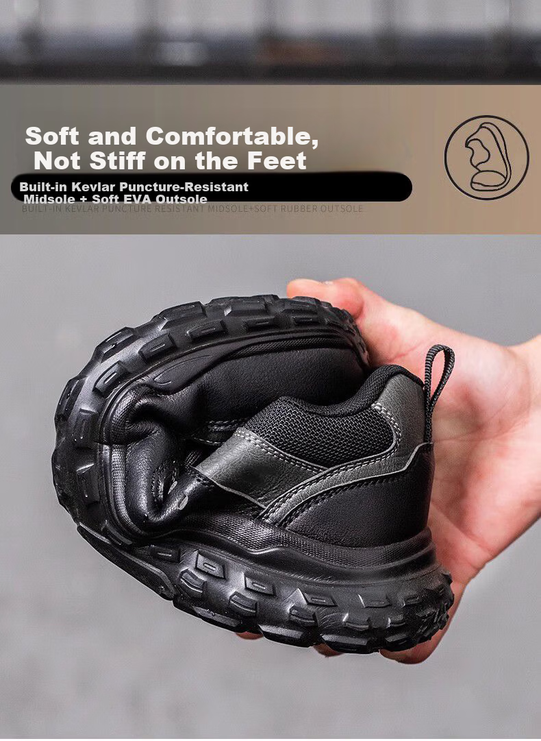 DELIXI ELECTRIC Men's Safety Shoes Superfiber Leather Plastic Toe Cap Anti-Smash Puncture Resistant Lightweight Comfortable Breathable Slip-Resistant Durable Work Protective Safety Shoes 7