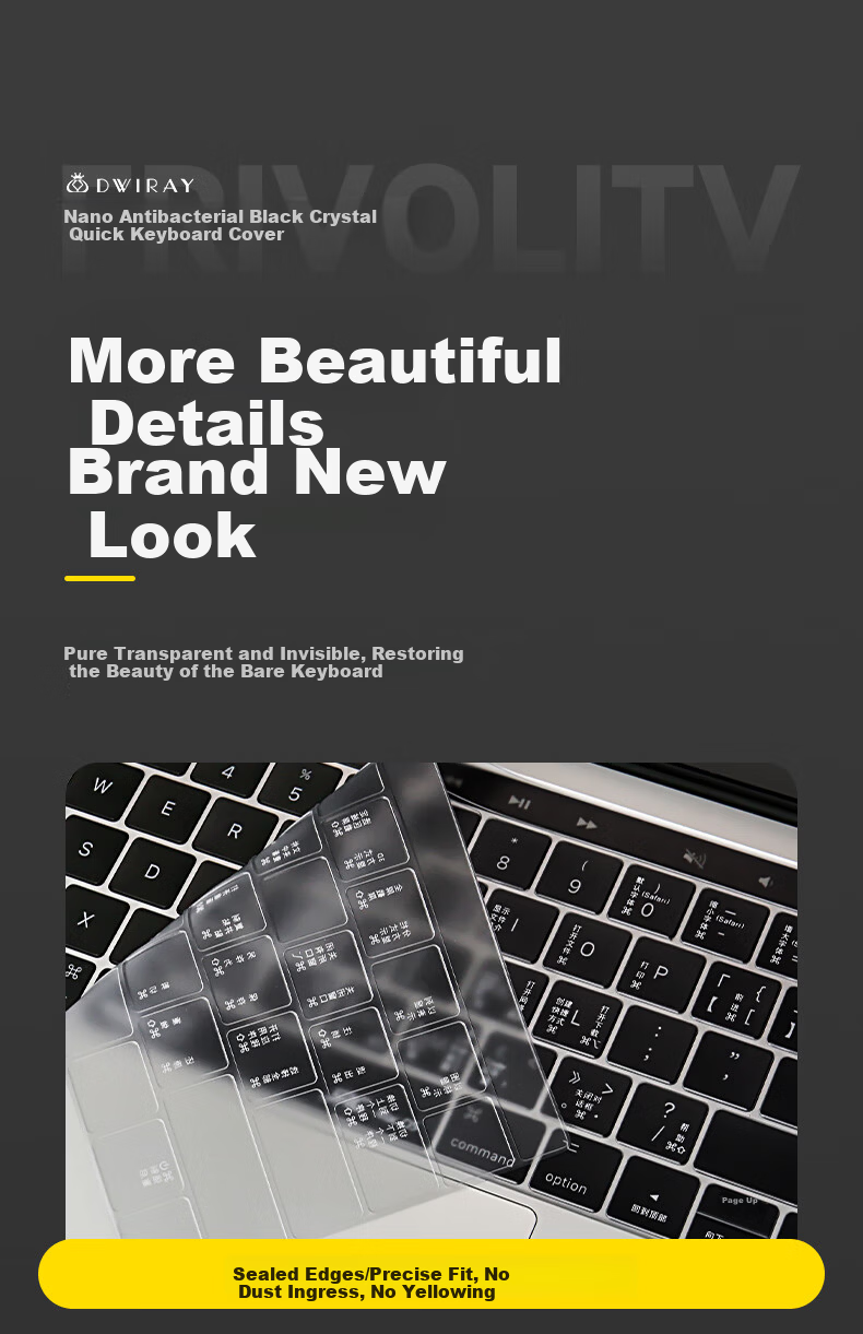 DiYi Workshop Keyboard Cover for Apple MacBook M1/M2 Dustproof Film New MacBook Pro 13 Ultra-Thin PRO16 Protective MacOS Shortcut Function Keyboard Film 5