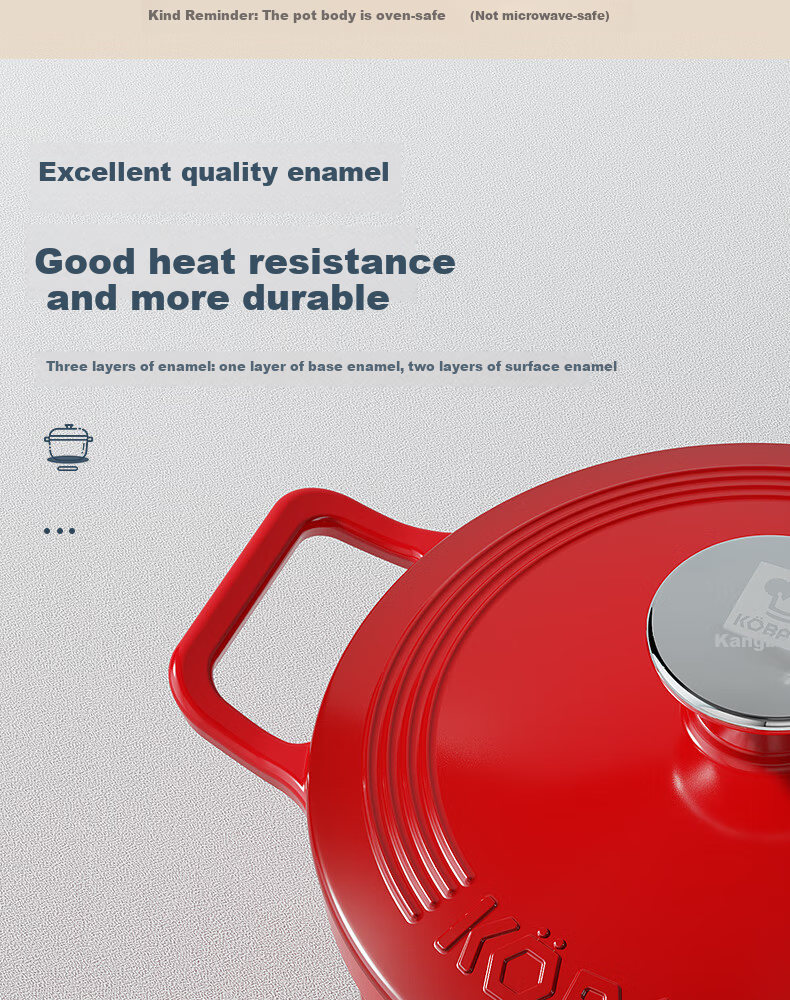 Kambach Enamel Cast Iron Soup Pot 3.5L Stew Braise Casserole Compatible with Induction and Gas Stoves 19