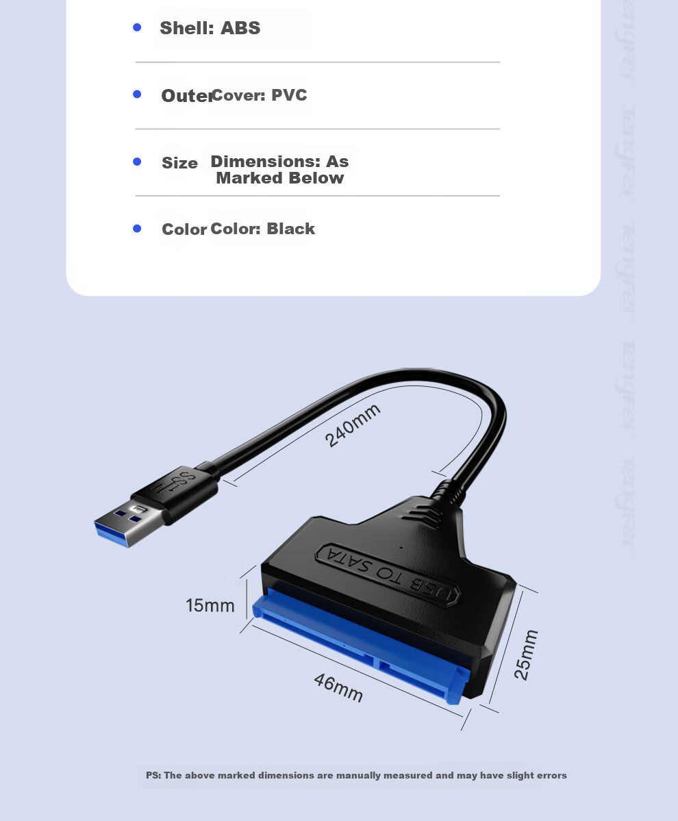 Tengfei USB 3.0 to SATA Converter Hard Drive Enclosure Adapter Cable Easy Drive 2.5 Inch SSD HDD Enclosure Adapter Laptop Hard Drive Dock 13