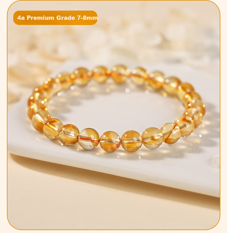 Jinshiling Yellow Crystal Bracelet Unisex Citrine Crystal Beads Wealth and Luck Charm Birthday Gift 12