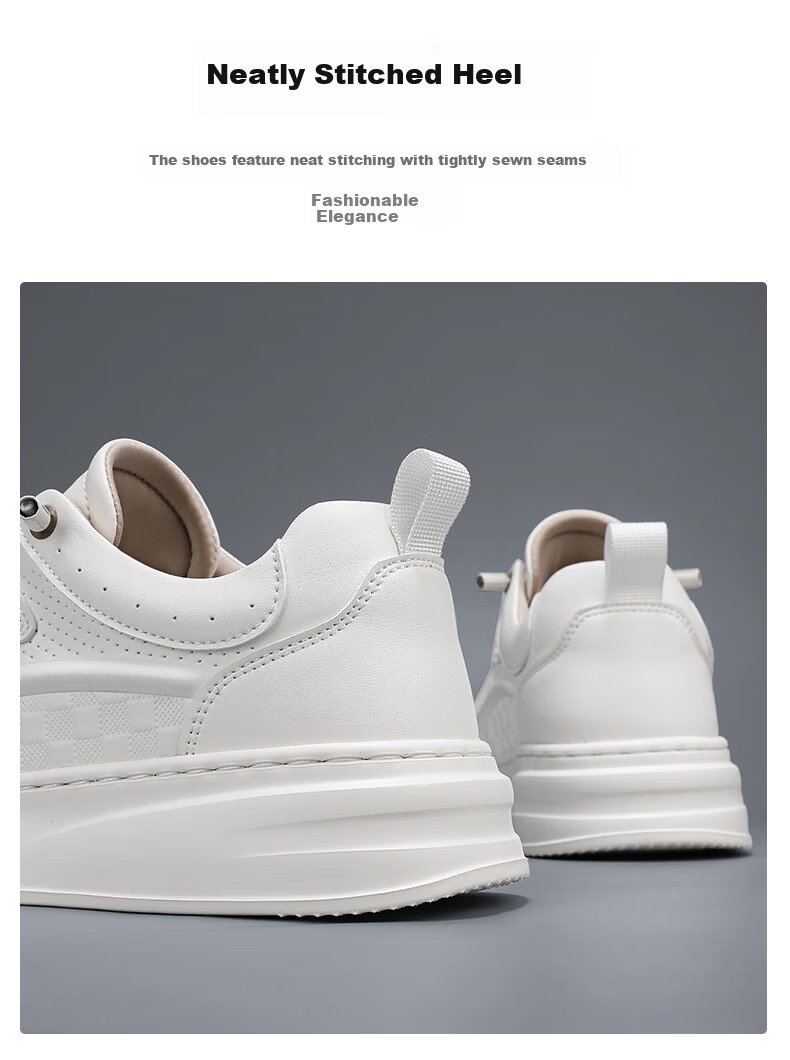 Yierkang Men's Spring Summer Classic Simple Breathable White Leather Casual Sneakers 5