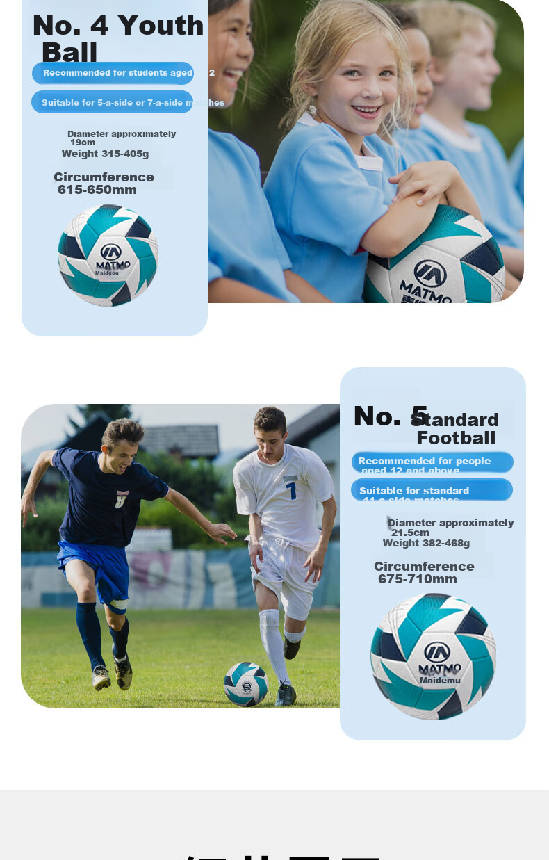 Maidemu Size 5 Football Adult Match Training Standard Youth Size 5 Football Durable Machine Sewn Ball for Physical and Middle School Exams 9