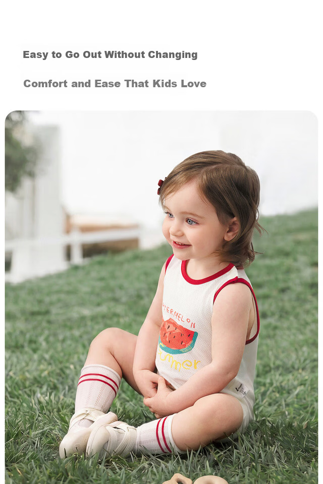 TONGTAI Baby Sleeveless Romper Summer Thin Jacquard Bodysuit Yellow 90cm 7