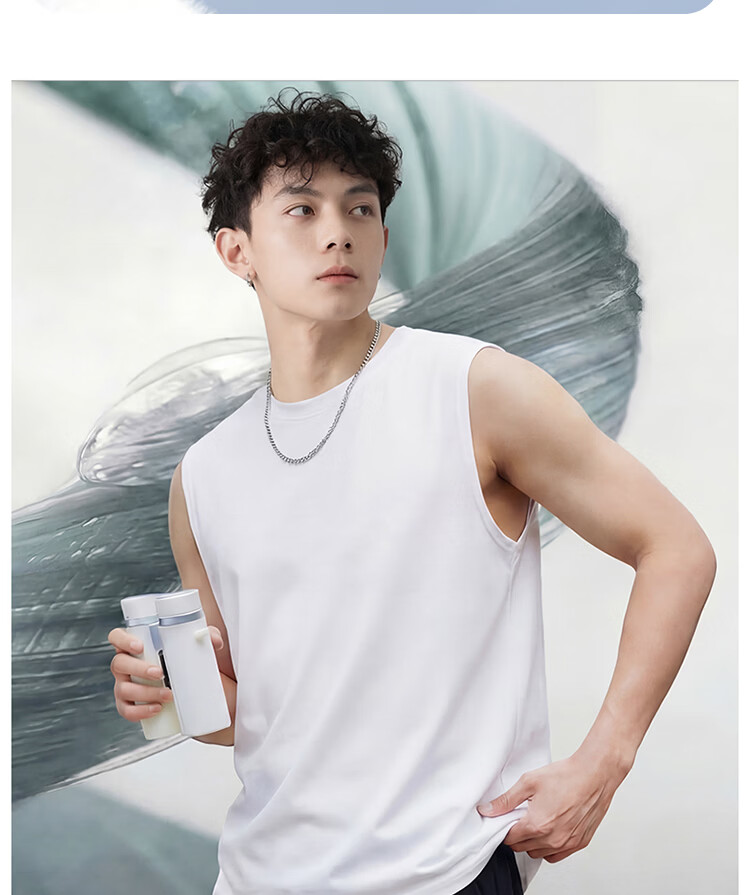 Urban Beauty Men's Pure Cotton Vest Summer Full Cotton Seamless Sports Fitness Sleeveless Loose T-Shirt Plus Size Top 10