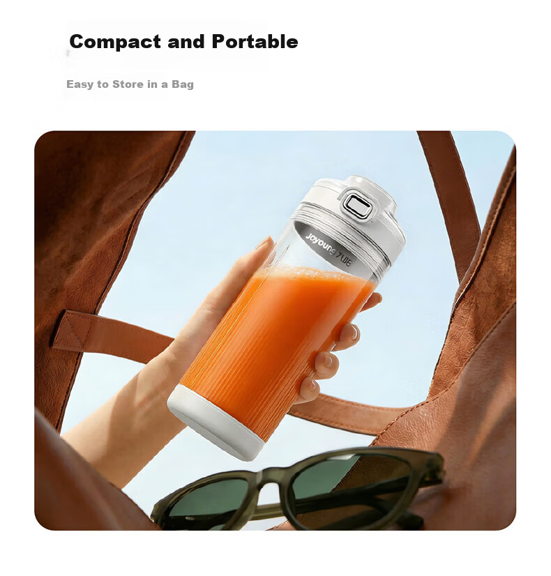 Joyoung Juicer Cup Slim Waist Small Blender Fruit and Vegetable Juice Smoothie Food Processor Home Camping Rechargeable Wireless Portable Juicer LJ670 Blue 16