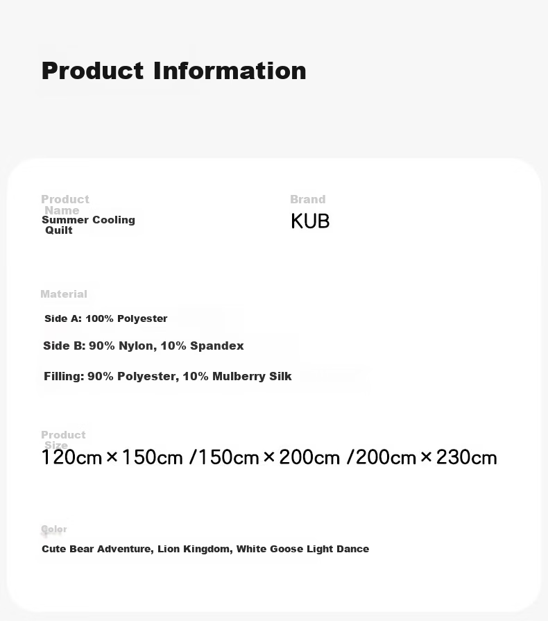 KUB Baby Cooling Quilt Children's Summer Quilt Baby Air Conditioning Quilt Antibacterial Baby Blanket - White Goose Light Dance 120*150cm 15