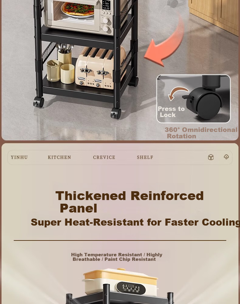 Shunyou Kitchen Gap Storage Rack Floor-Standing Multi-Layer Household Microwave Oven Storage Pot Rack Four Layers SY-1318 13