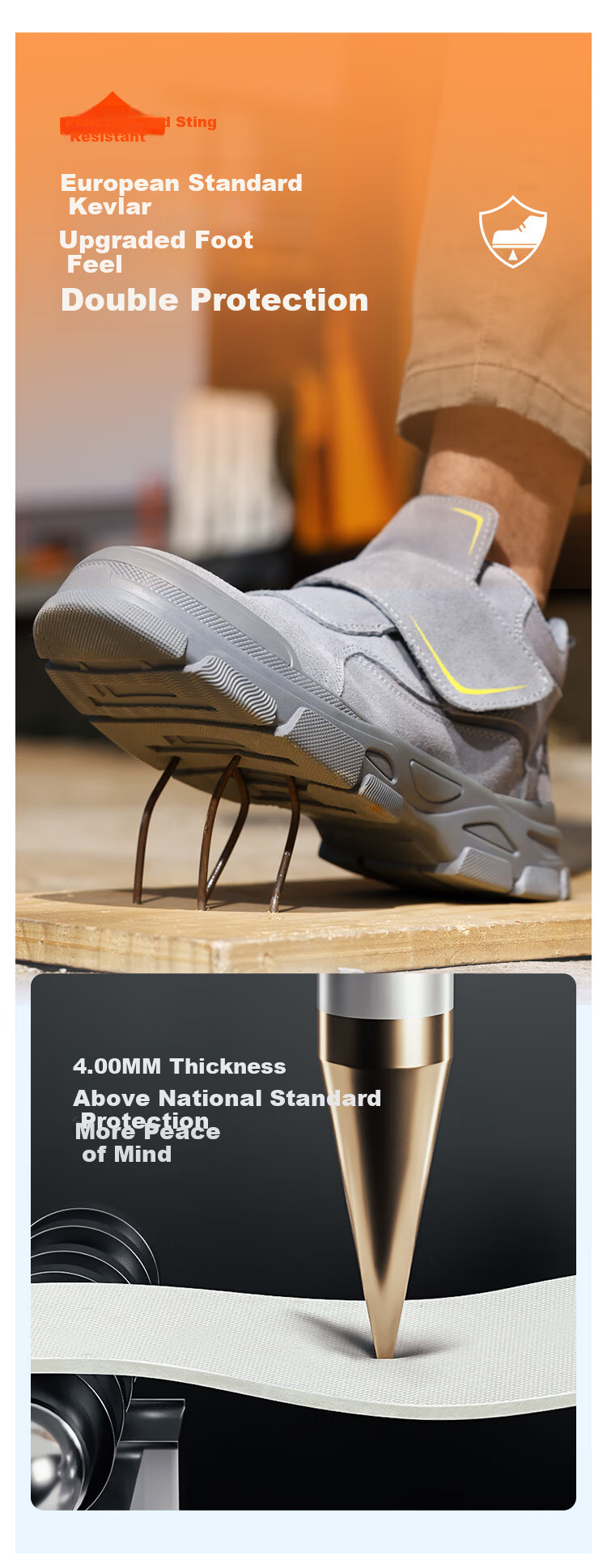 BlueOwl Shield Men's Labor Protection Shoes Welding Anti-Smash Toe Anti-Puncture Safety Soft Sole Lightweight Work Shoes D229YW-1 Size 45 8