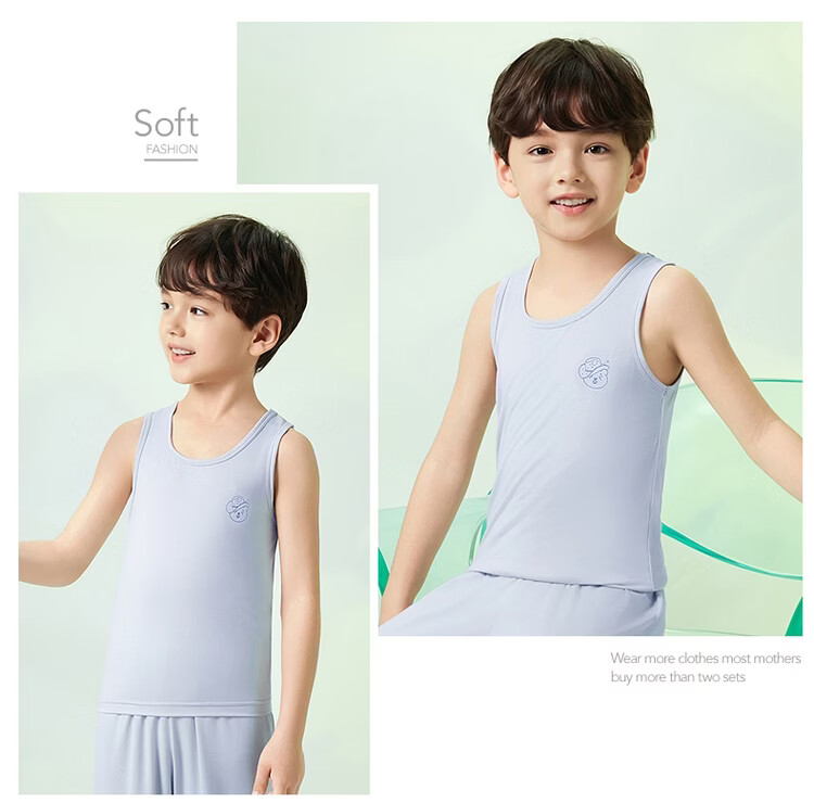 Threegun Kids Cooling Antibacterial Breathable Modal Boys Vest 2-Pack Male Set 2 Size 120 26