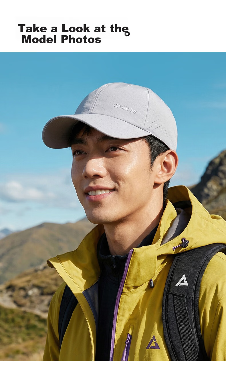CACUSS Men's Baseball Cap Summer Outdoor Sun Protection Breathable Mountaineering Sports Dark Gray M 8